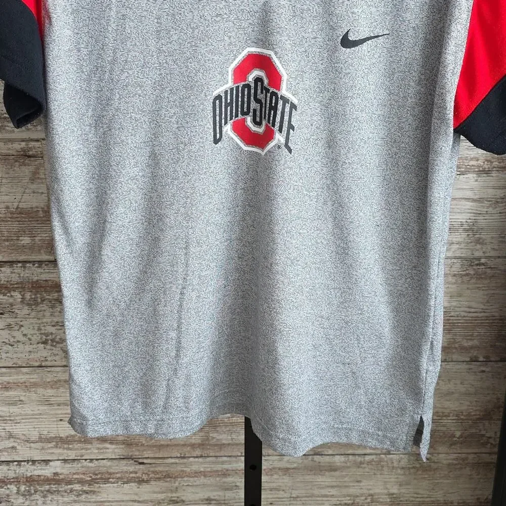 Nike Ohio State Buckeyes Gray V-Neck T-Shirt Womens Size Large